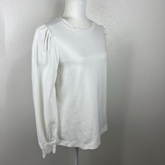 Massimo Dutti Sweater Women Medium Ivory Puff Long Sleeve Stretch Pullover - Picture 3 of 16